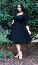 Load image into Gallery viewer, Black 1940s Vintage Inspired Circle Dress w/ Pockets