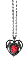 Load image into Gallery viewer, Red Rose Heart Cameo Black Victorian Goth Necklace