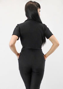 One Piece Long Black Play Suit