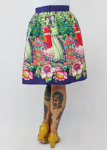 Load image into Gallery viewer, Purple Frida Mexican Vintage Inspired Retro Skirt - Thick Sateen Band Skirt
