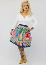 Load image into Gallery viewer, Purple Frida Mexican Vintage Inspired Retro Skirt - Thick Sateen Band Skirt