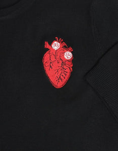 Vintage Inspired Anatomical Heart Black Knit Retro Top