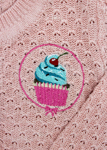 Girl's Retro Frosted Cupcake Knit Sweater Cardigan