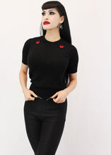 Load image into Gallery viewer, Red Sparrows Black Rockabilly Top