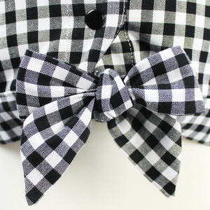 Girl's Black and White Gingham Knot Top