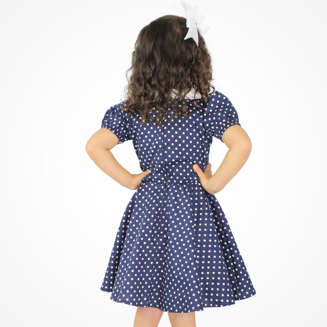 Girls blue polka 2025 dot dress