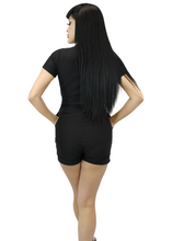 Load image into Gallery viewer, Spiderweb Stretchy Black Romper With Belt