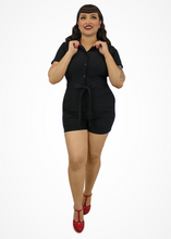 Load image into Gallery viewer, Stretchy Black Romper With Belt