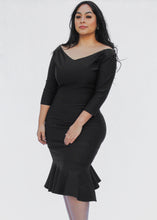 Load image into Gallery viewer, Fitted Mermaid Black Bodycon Dress