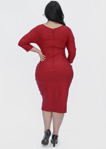 Fitted Burgundy Bodycon Dress
