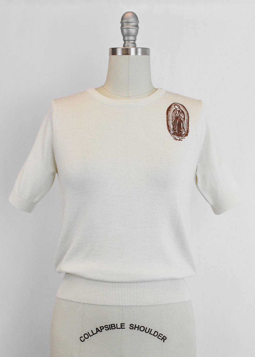 Embroidered Guadalupe Oatmeal Sweater Knit Top