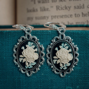Handmade Ivory Rose Cameo Earrings