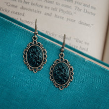 Load image into Gallery viewer, Handmade Black Rose Cameo Earrings