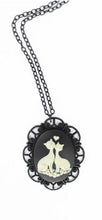 Load image into Gallery viewer, Siamese Cats Oval Cameo Black Victorian Goth Necklace