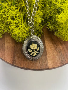 Ivory Flower Locket Necklace