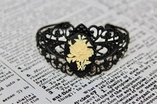 Load image into Gallery viewer, Floral Cameo Vintage Inspired Cuff Adjustable Bracelet