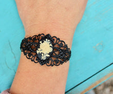 Load image into Gallery viewer, Floral Cameo Vintage Inspired Cuff Adjustable Bracelet