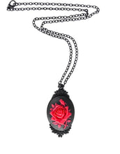 Load image into Gallery viewer, Red Rose Oval Cameo Black Victorian Goth Necklace