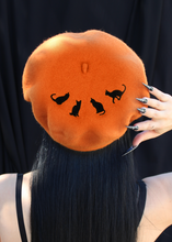 Load image into Gallery viewer, Embroidered Cats Orange Beret