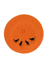 Load image into Gallery viewer, Embroidered Cats Orange Beret