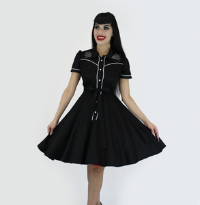 Spiderweb Black Vintage Rockabilly Western Country Women Dress