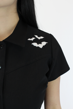 Load image into Gallery viewer, Bat Stretchy Black Romper With Belt