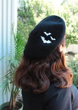 Load image into Gallery viewer, Embroidered Bats Black Beret