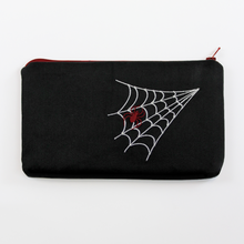 Load image into Gallery viewer, Halloween Embroidered Make-up Pouch - Lavender or Burgundy Spider Design