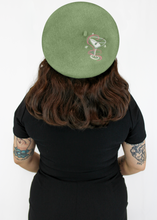 Load image into Gallery viewer, Embroidered Martini Olive Beret