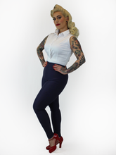 Load image into Gallery viewer, Classic Navy High Waist Cigarette Pants