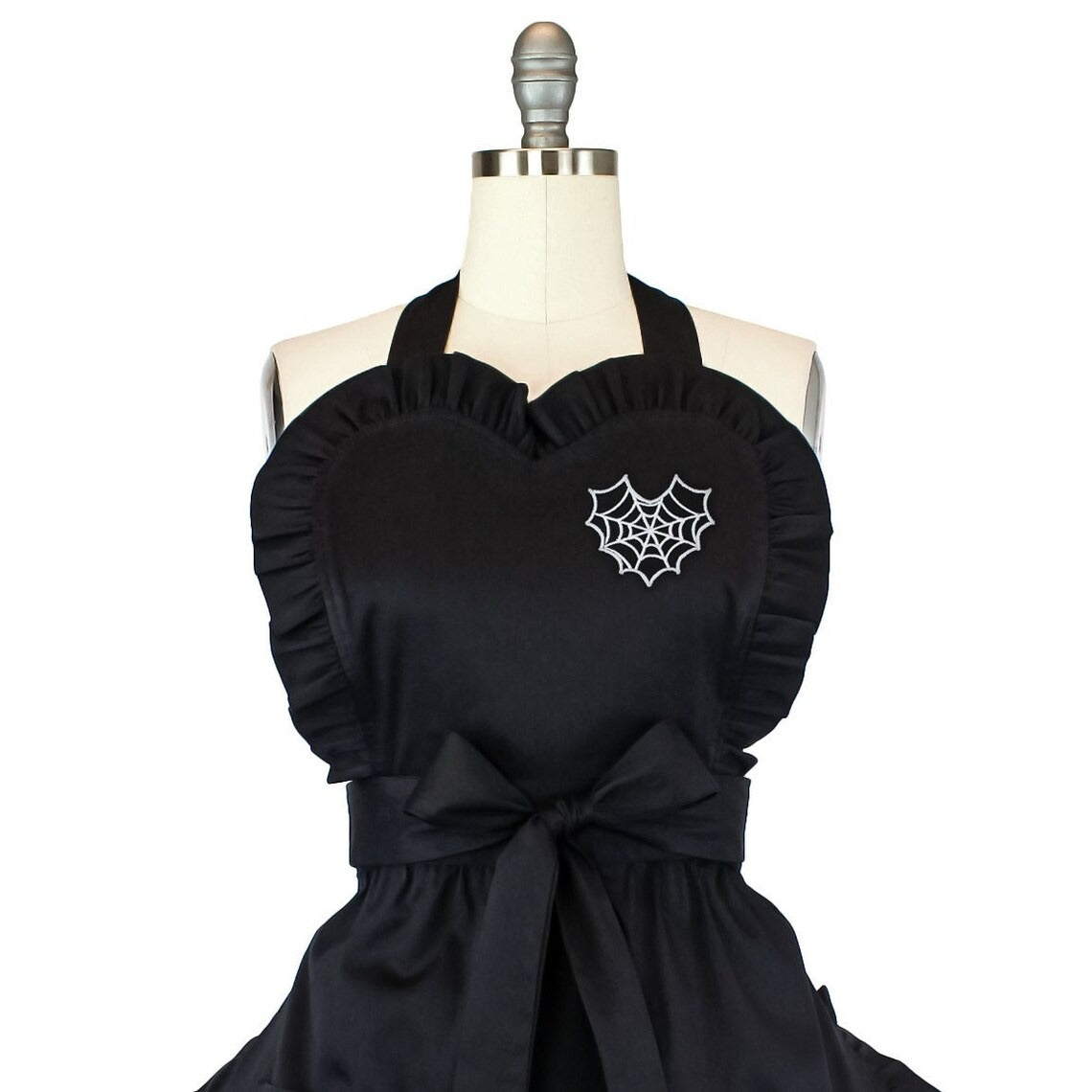 Spiderweb Heart Black Vintage Inspired Apron