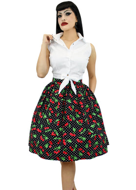 Cherries Pin Up Pleated Circle Skirt