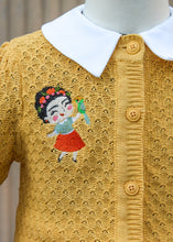 Load image into Gallery viewer, Girl&#39;s Frida Mustard Knit Sweater Cardigan