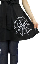 Load image into Gallery viewer, model wearing Spiderweb Black Vintage Inspired Apron