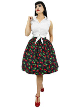 Load image into Gallery viewer, Cherries Pin Up Pleated Circle Skirt