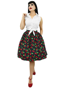 Cherries Pin Up Pleated Circle Skirt