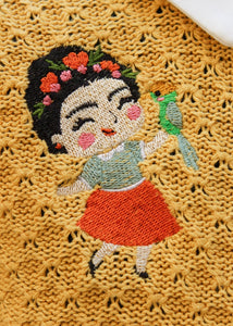 Girl's Frida Mustard Knit Sweater Cardigan