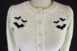 Ivory Embroidered Bat Sweater Cardigan-Button Up Sweater