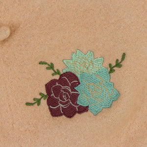 Embroidered Succulents Beret - Light Sand Color