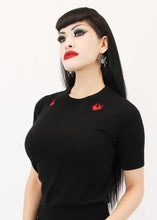 Load image into Gallery viewer, Red Sparrows Black Rockabilly Top