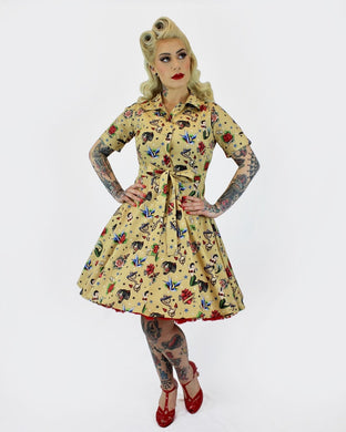 Tattoo Art Vintage Inspired Dress / Rockabilly Pinup Dress