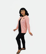 Load image into Gallery viewer, Long Sleeve Pink Embroidered Spiderweb Cardigan Sweater