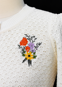 Long Sleeve Flower Bouquet Cardigan Sweater