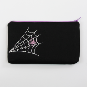 Halloween Embroidered Make-up Pouch - Lavender or Burgundy Spider Design