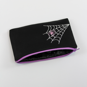 Halloween Embroidered Make-up Pouch - Lavender or Burgundy Spider Design
