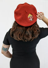 Load image into Gallery viewer, Embroidered Mushroom Terracotta Beret