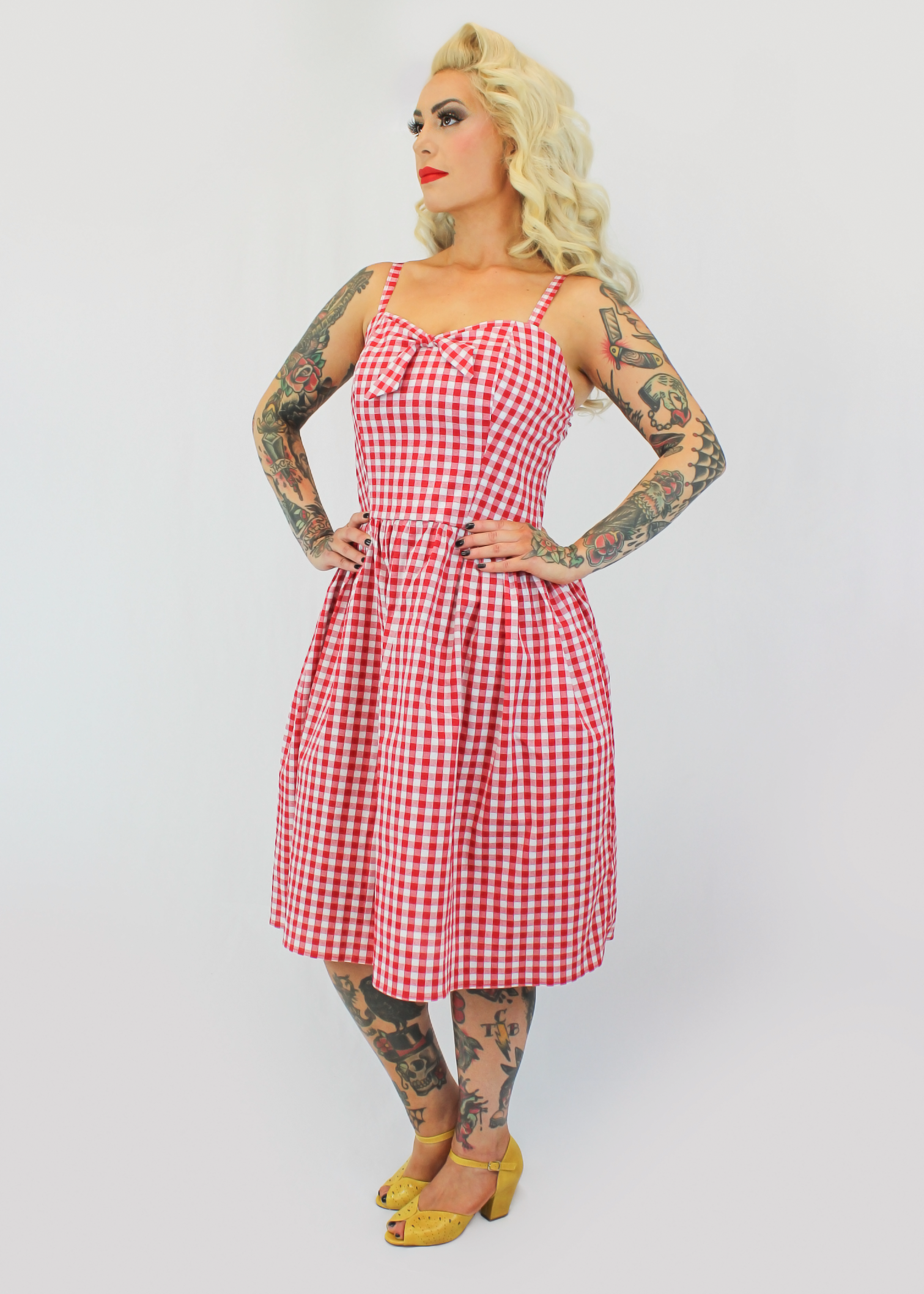 Red Gingham Dress With Adjustable Straps