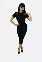 Load image into Gallery viewer, Stretchy Capri Pin Up Spiderwebs Jumpsuit, Halloween Betty Goth One Piece Black Play Suit XS-3XL