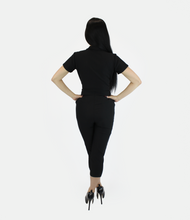 Load image into Gallery viewer, Stretchy Capri Pin Up Spiderwebs Jumpsuit, Halloween Betty Goth One Piece Black Play Suit XS-3XL