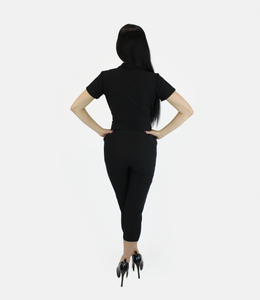 Stretchy Capri Pin Up Spiderwebs Jumpsuit, Halloween Betty Goth One Piece Black Play Suit XS-3XL